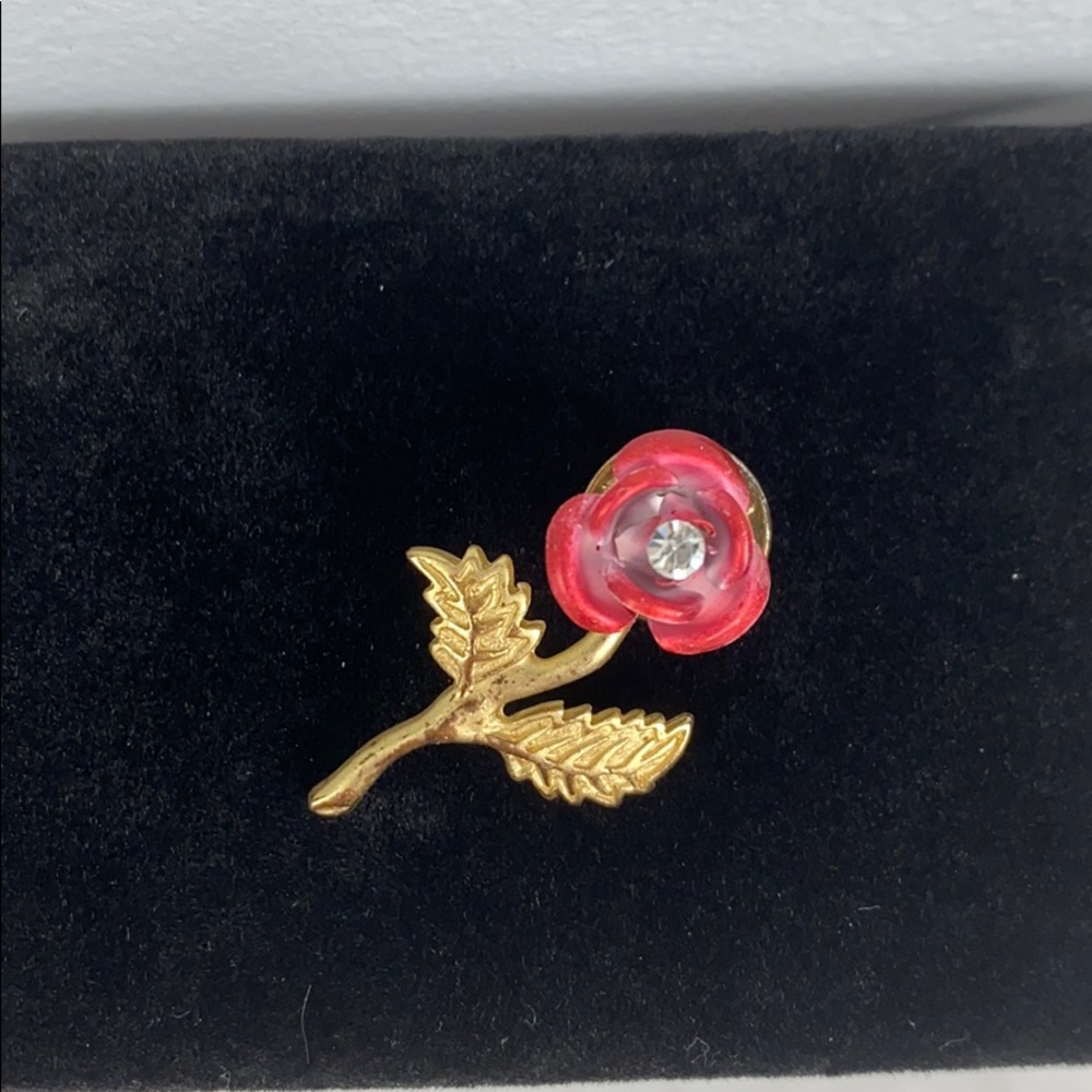 Vintage Rose Rhinestone Brooch Pin - Picture 6 of 8